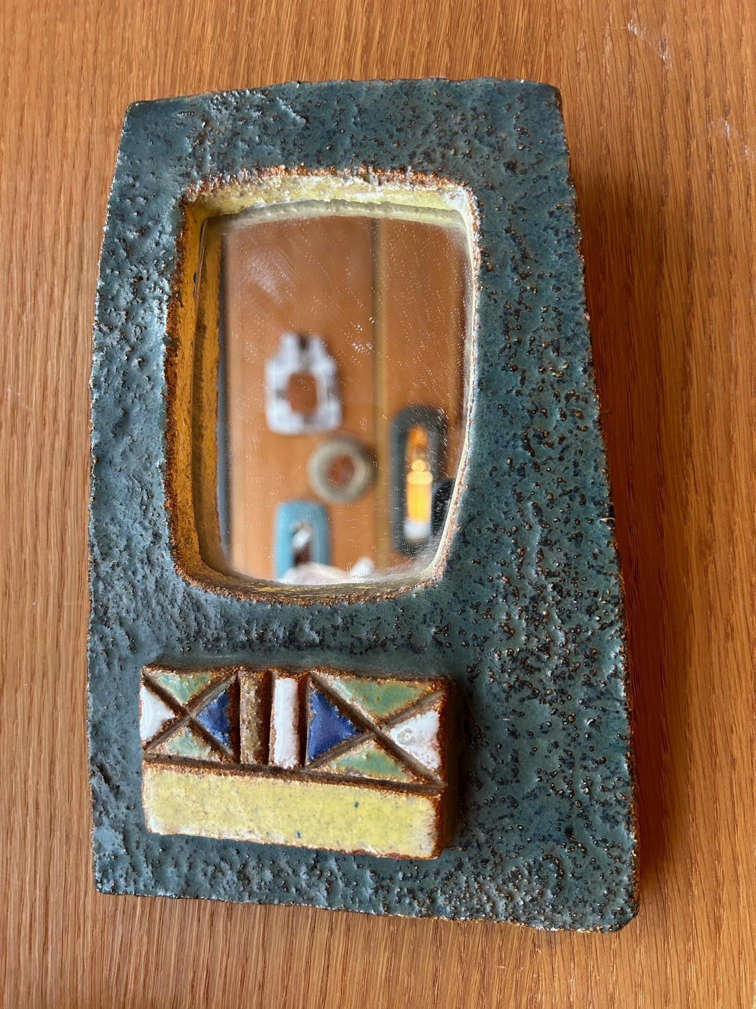 Mid-20th Century Ceramic mirror by les Argonautes, France, 1960's For Sale