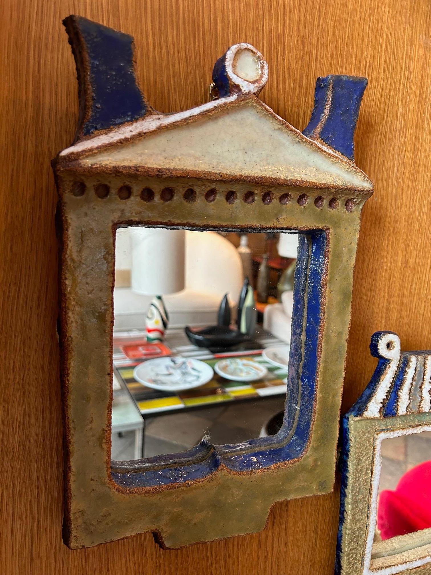 Mid-20th Century Ceramic mirror by les Argonautes, France 1960's For Sale