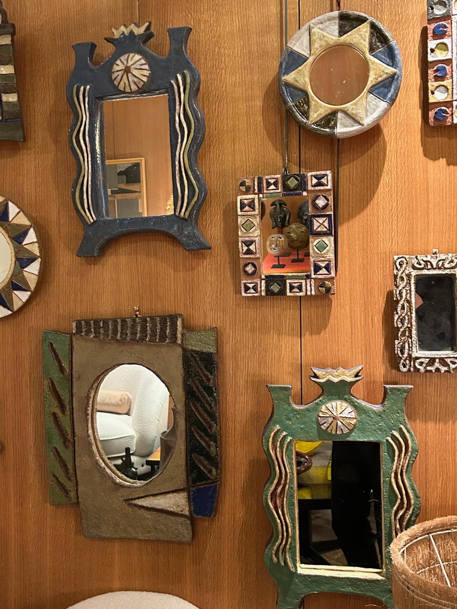 Mid-20th Century Ceramic mirror by les Argonautes, France 1960's For Sale
