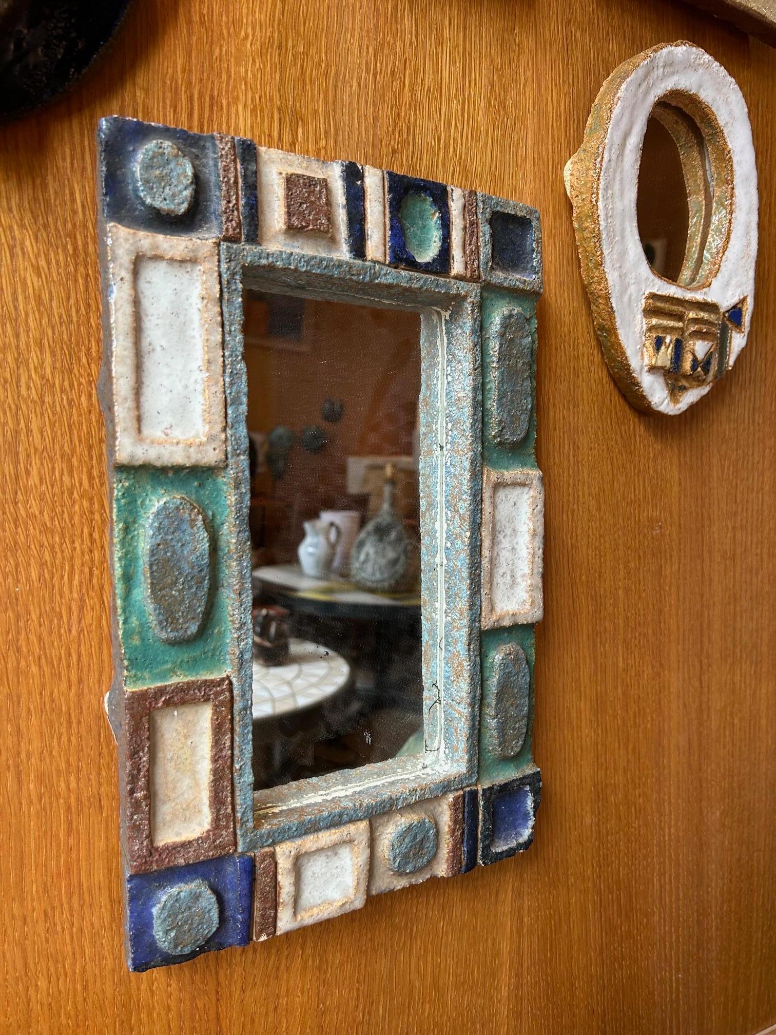 Ceramic mirror by les Argonautes, France 1960's For Sale 2