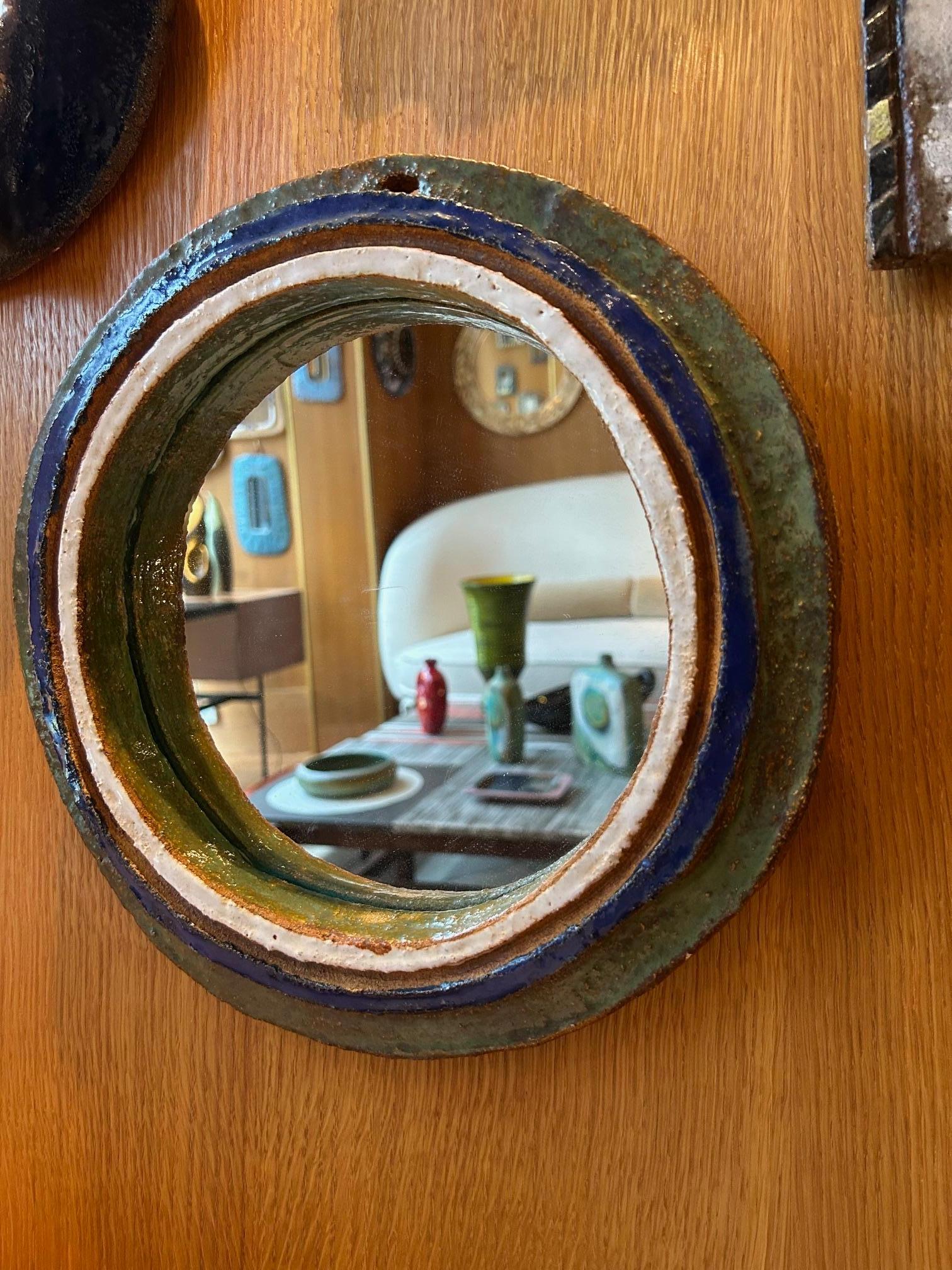Mid-20th Century Ceramic mirror by les Argonautes, France 1960's For Sale