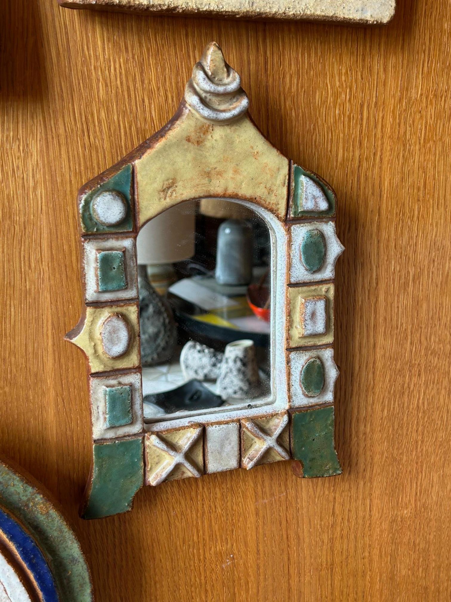 Céramique Ceramic mirror by les Argonautes, France 1960's en vente