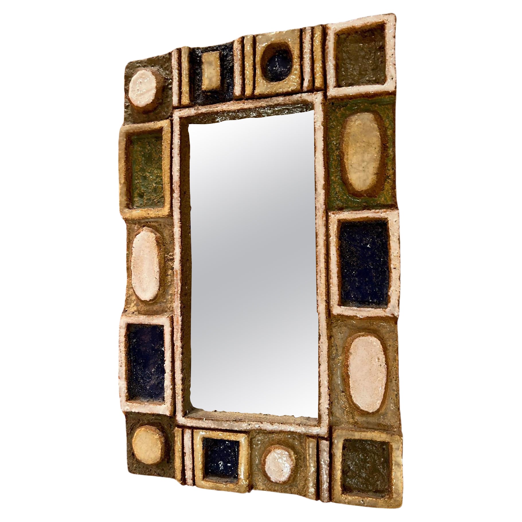 Miroir en céramique par les Argonautes, France années 1960
