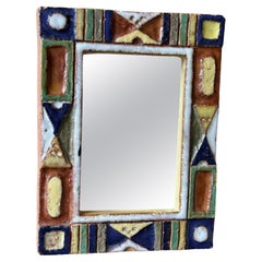 Ceramic mirror by les Argonautes, France 1960's