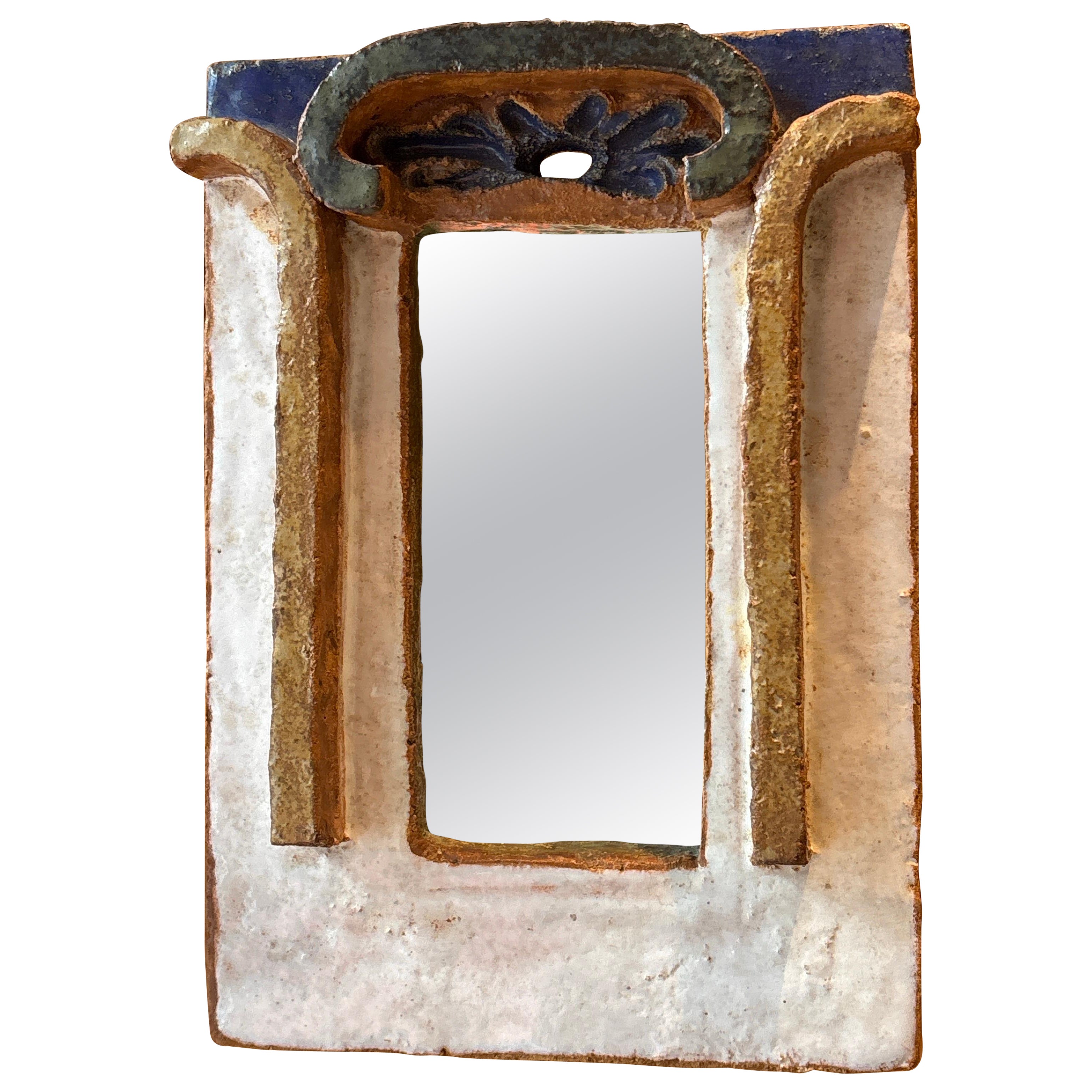 Ceramic mirror by les Argonautes, France 1960's For Sale