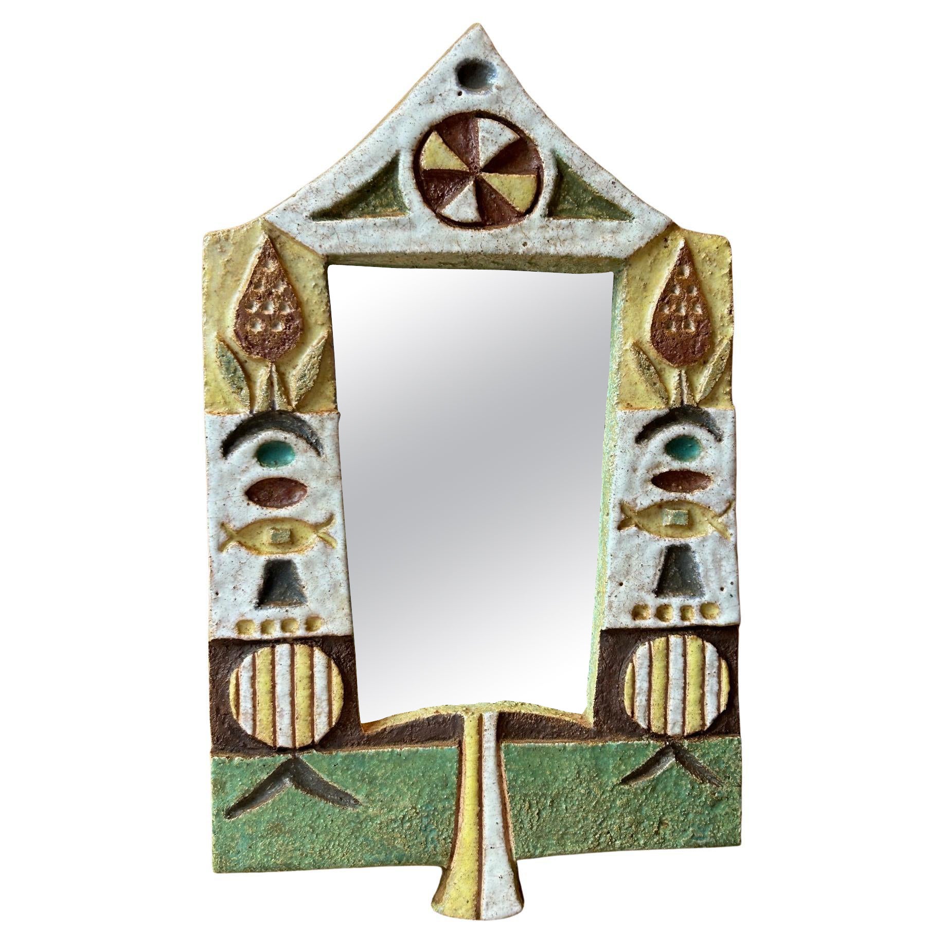 Specchio in ceramica di Les Argonautes, Francia anni '60 in vendita