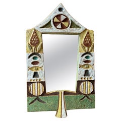 Specchio in ceramica di Les Argonautes, Francia anni '60