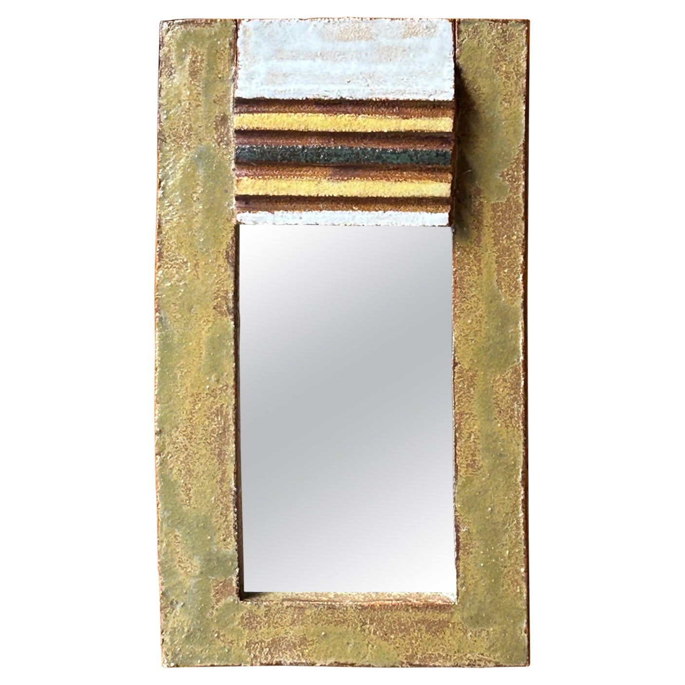 Keramikspiegel von les Argonautes, Frankreich 1960er Jahre