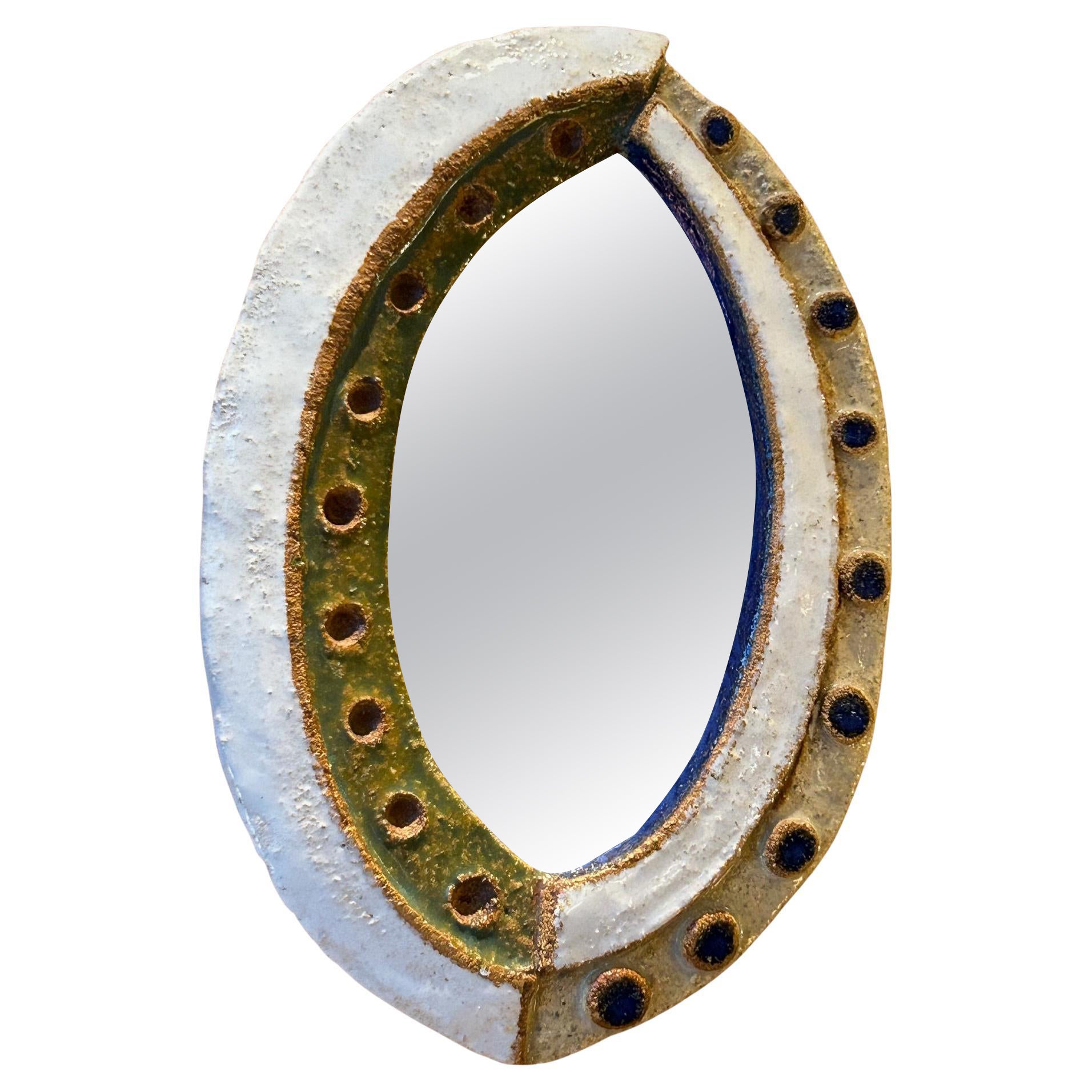 Espejo de cerámica de Les Argonautes, Francia Años 60