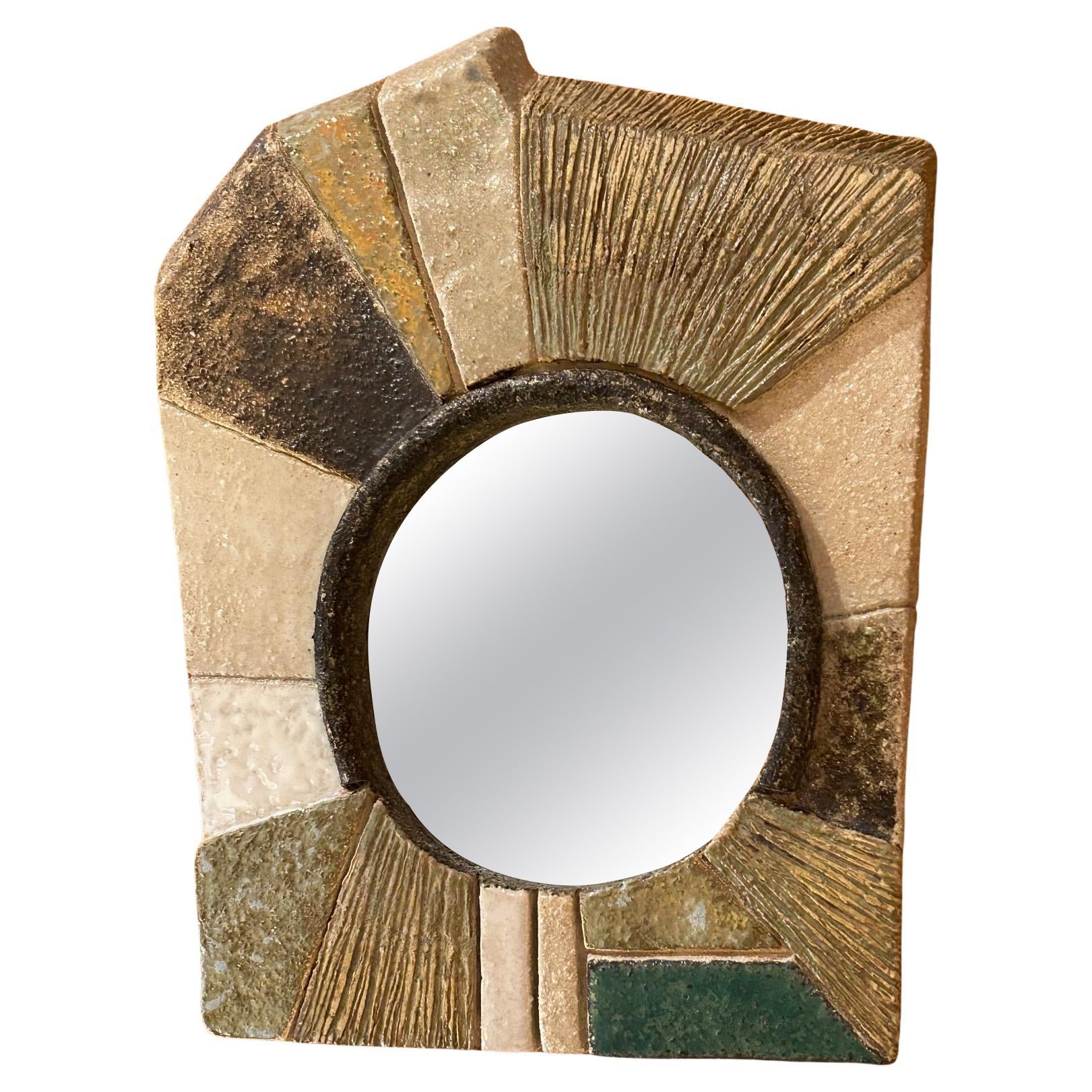 Ceramic mirror by les Argonautes, France 1960
s