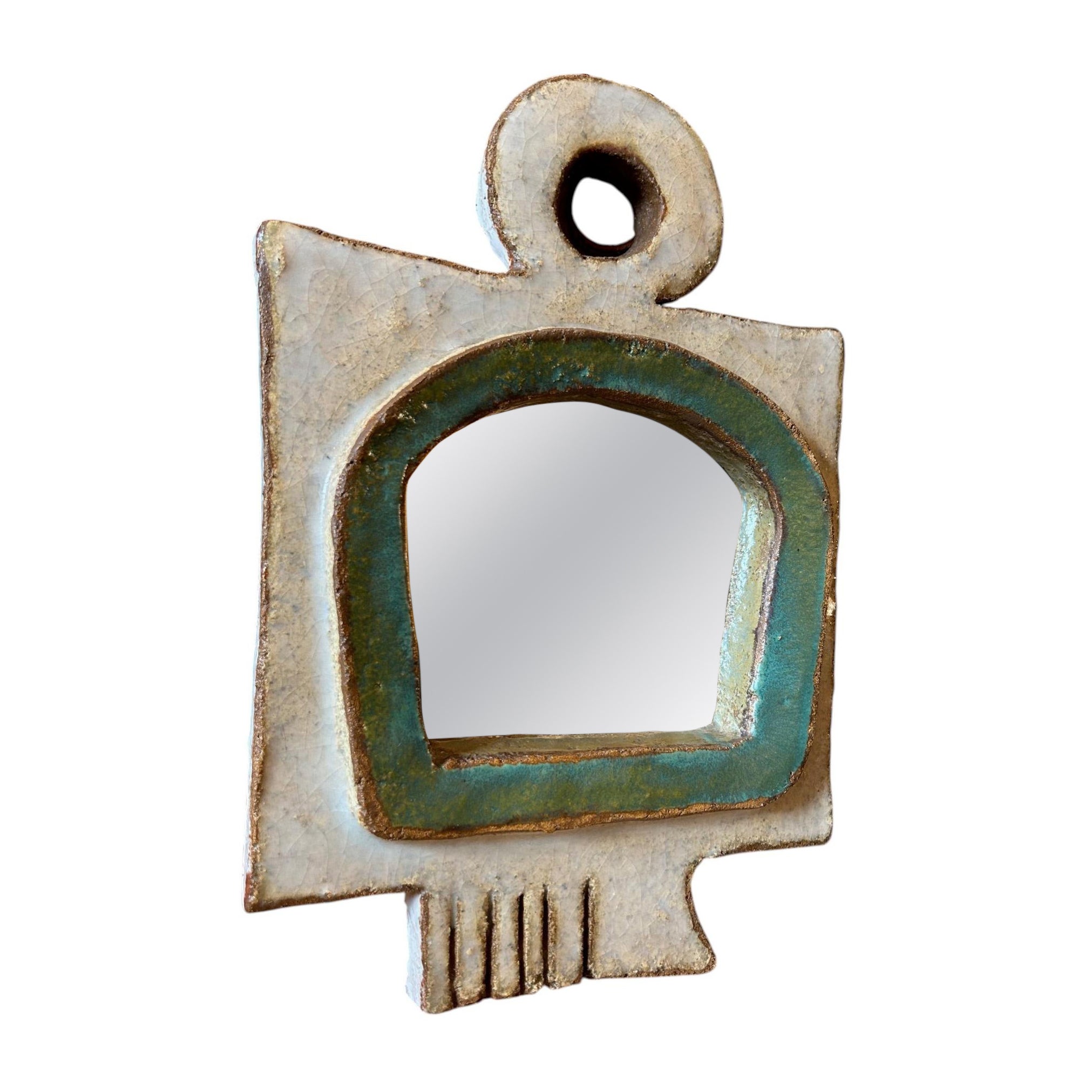 Ceramic mirror by les Argonautes, France 1960's For Sale