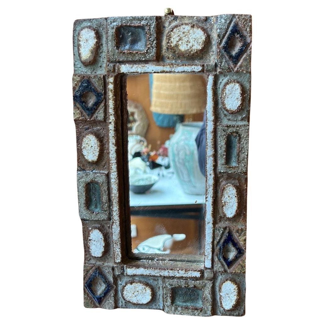 Ceramic mirror by les Argonautes, France 1960's