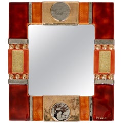 Miroir en céramique de Marion de Crecy Fille de Mithe Espelt Signé M de C