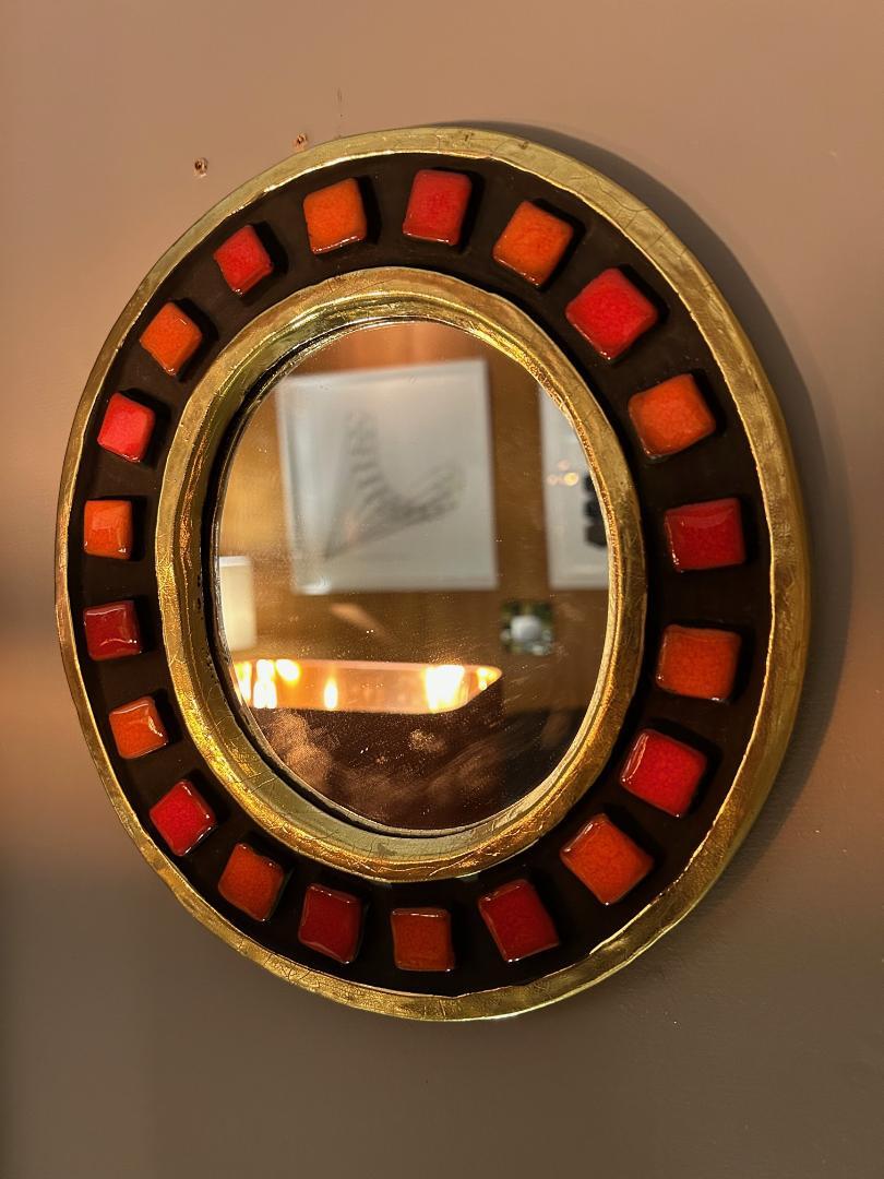 French Ceramic mirror by Mithe Elseplt, France 1960'S For Sale