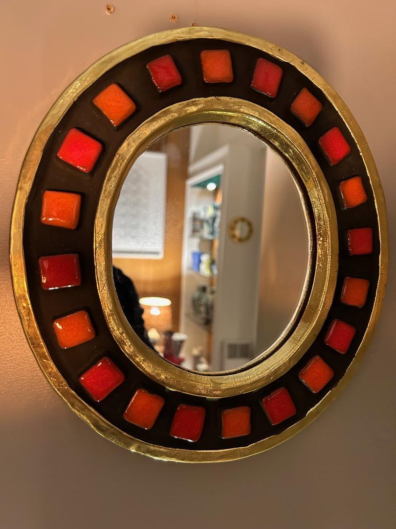 Mid-17th Century Ceramic mirror by Mithe Elseplt, France 1960'S For Sale