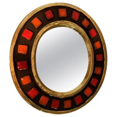 Specchio in ceramica di Mithe Elseplt, Francia anni '60