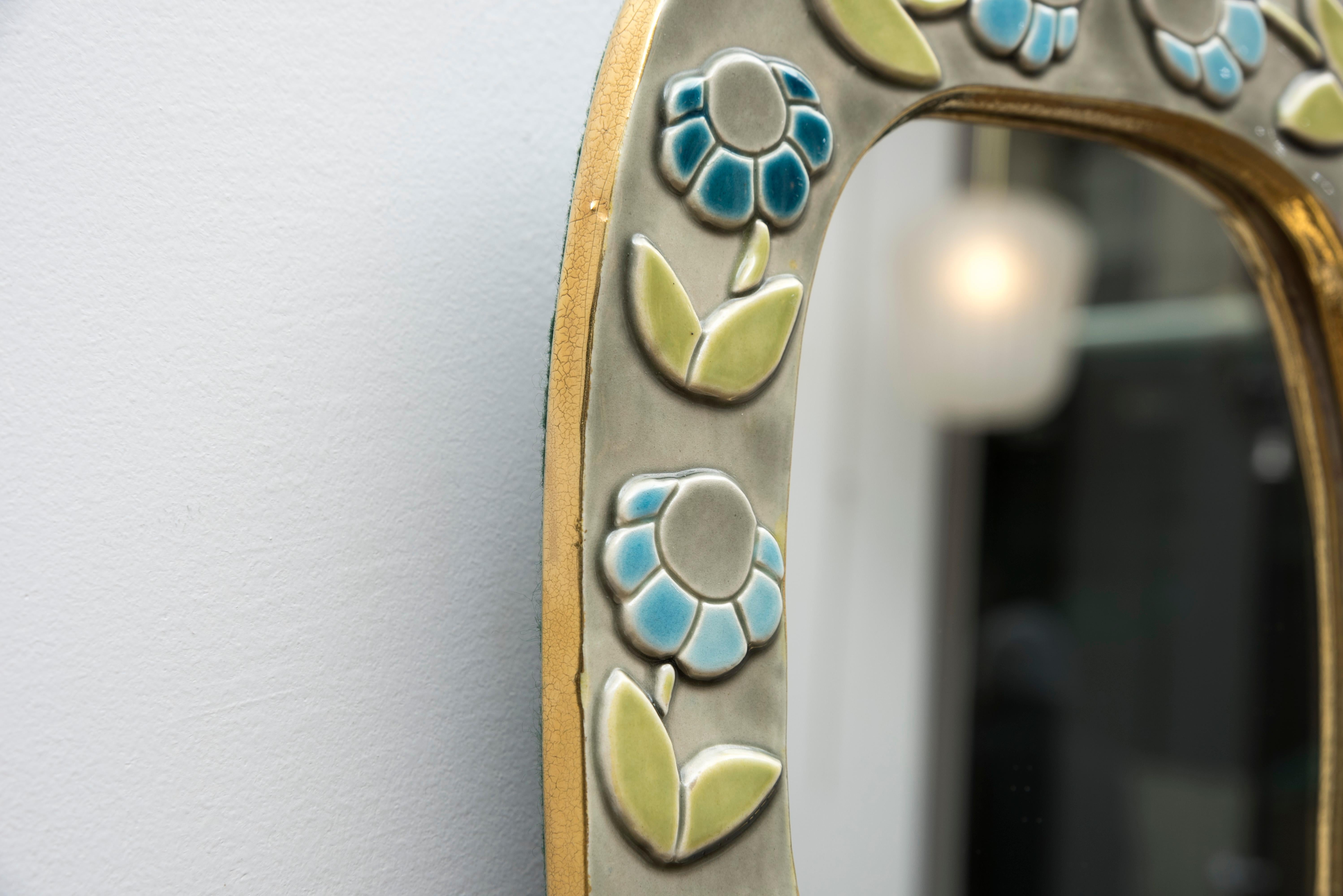 Ceramic Mirror by Mithé Espelt In Excellent Condition In Paris, Ile-de-France