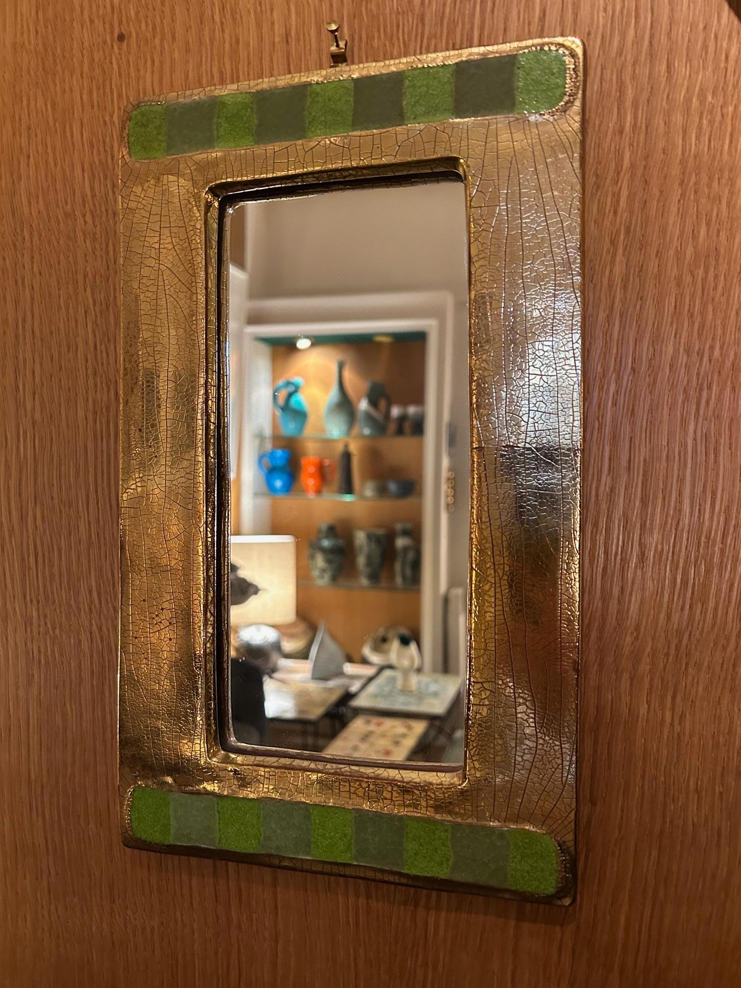 Ceramic mirror by Mithé Espelt, France, 1970's