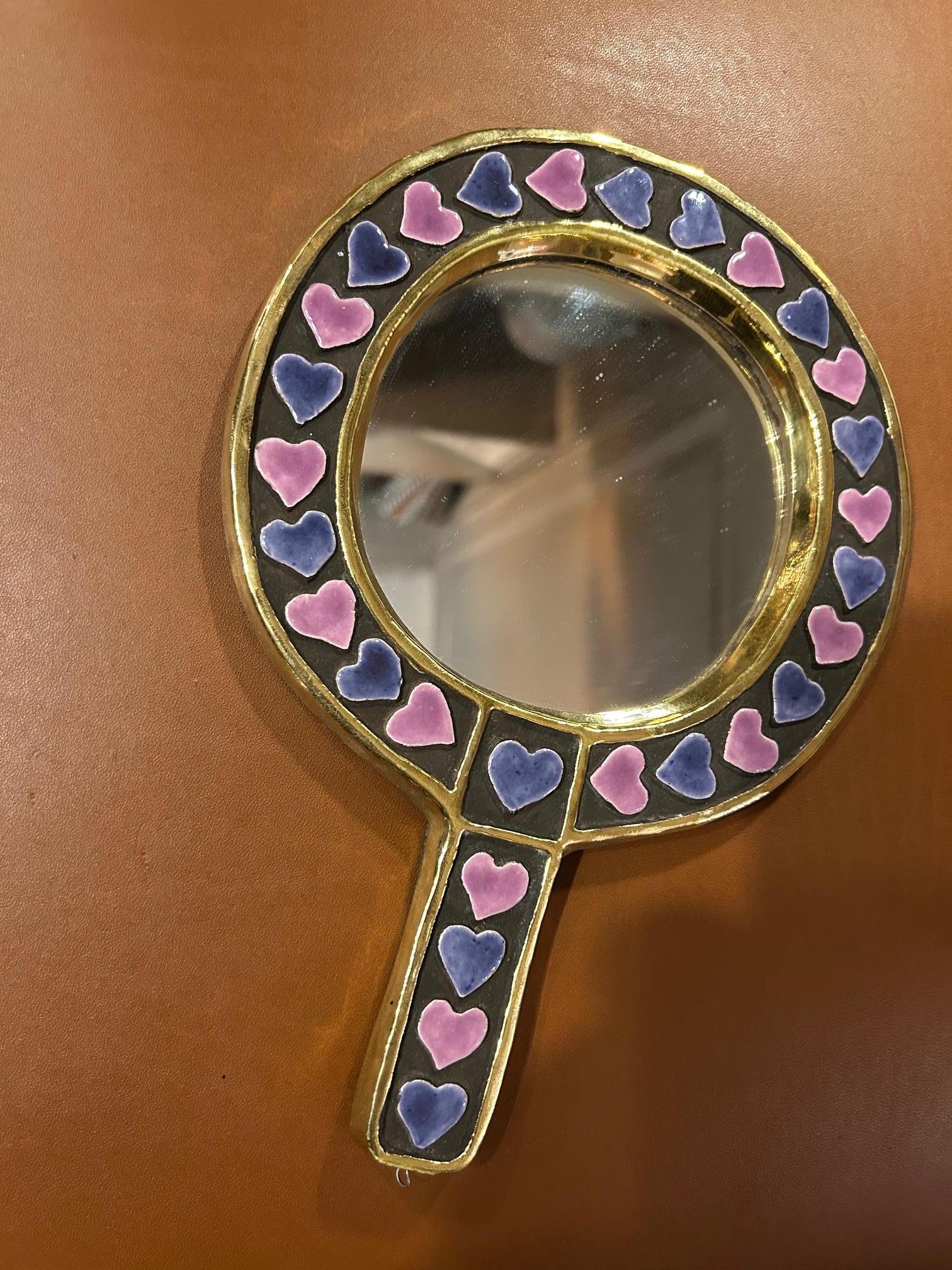 Specchio in ceramica di Mithé Espelt, Francia, anni '70