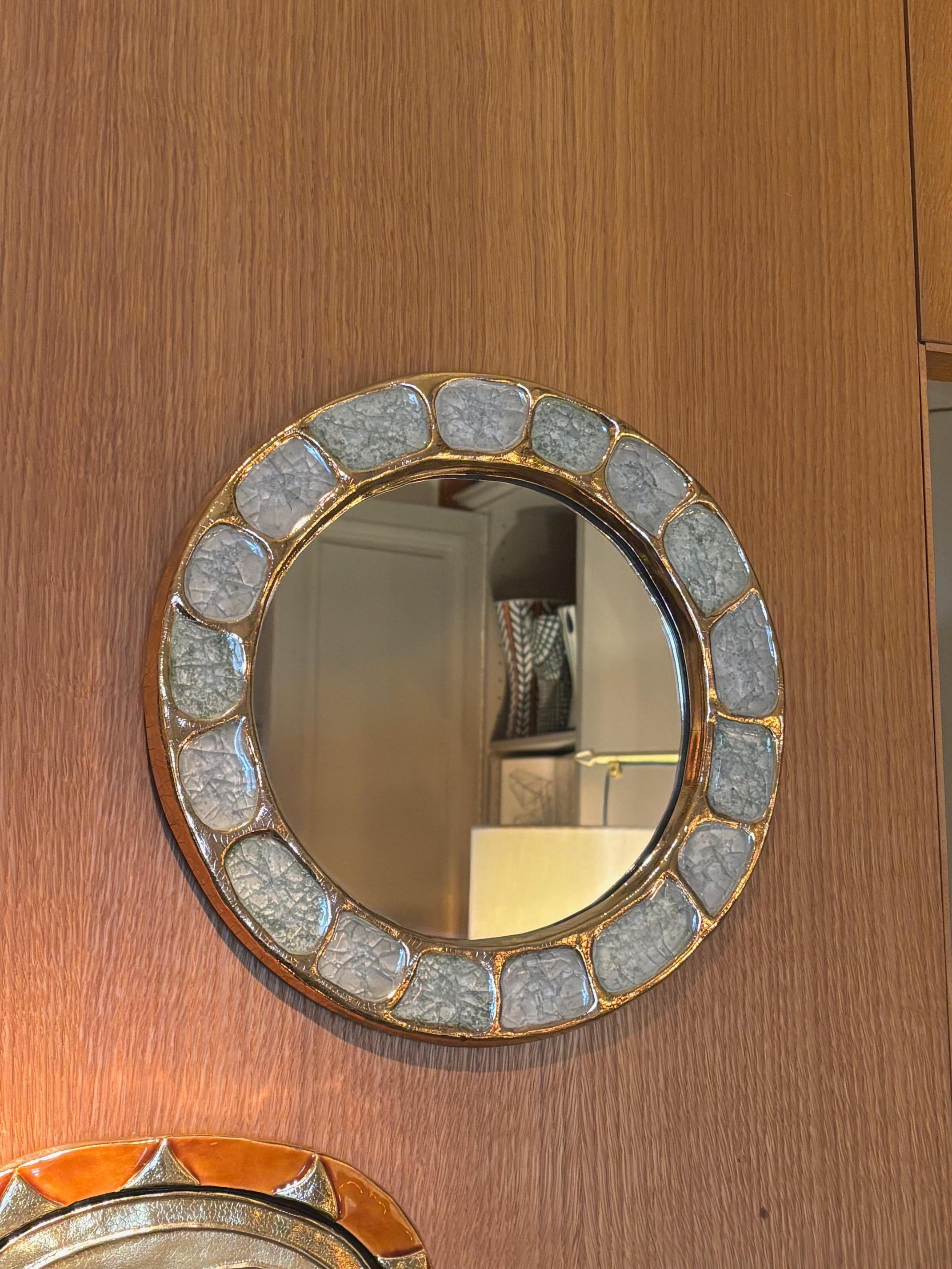 Moderne Miroir en céramique de Mithé Espelt, France, années 1960 en vente