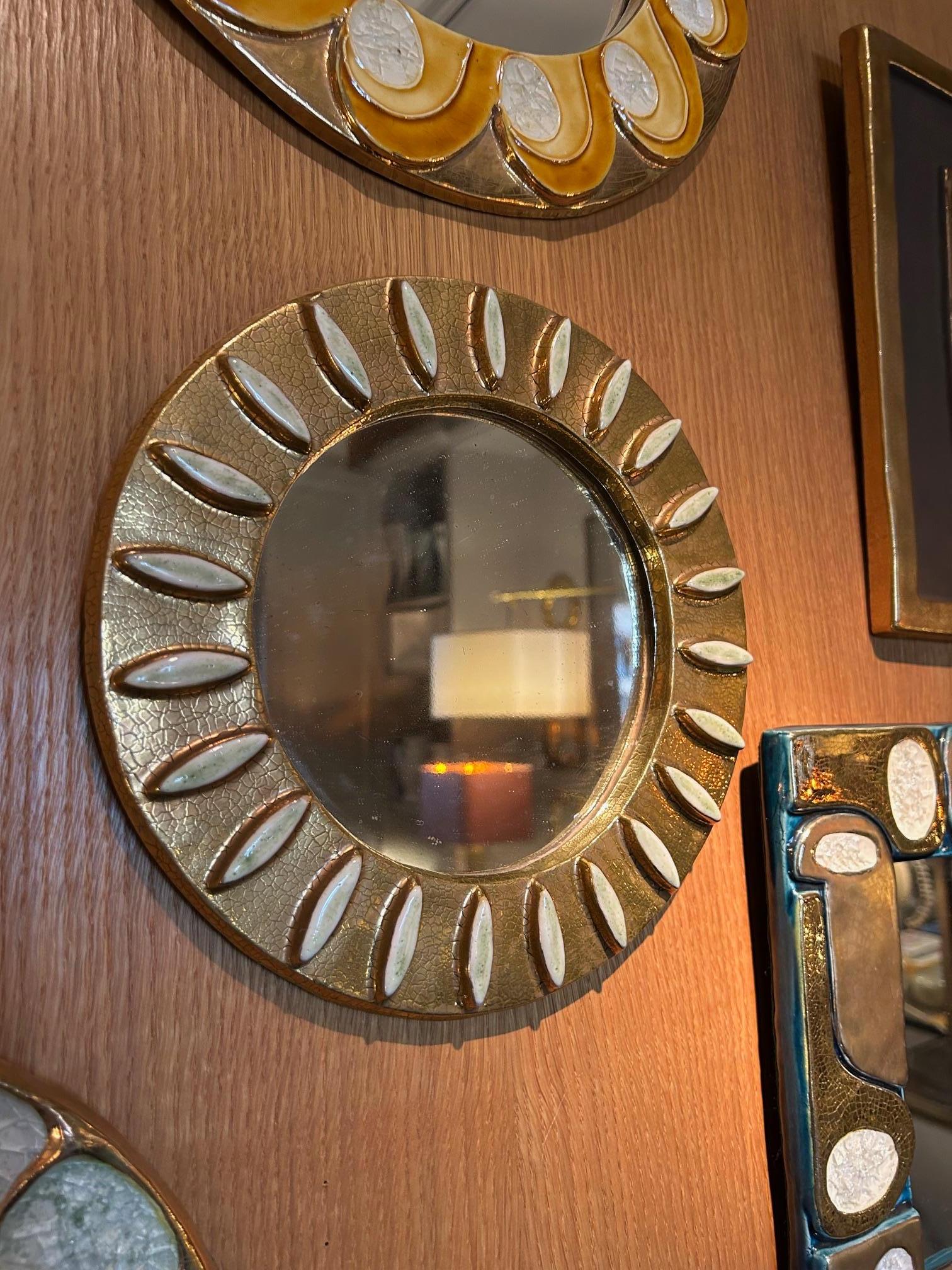 Modern Ceramic mirror by Mithé Espelt, France, 1960's For Sale