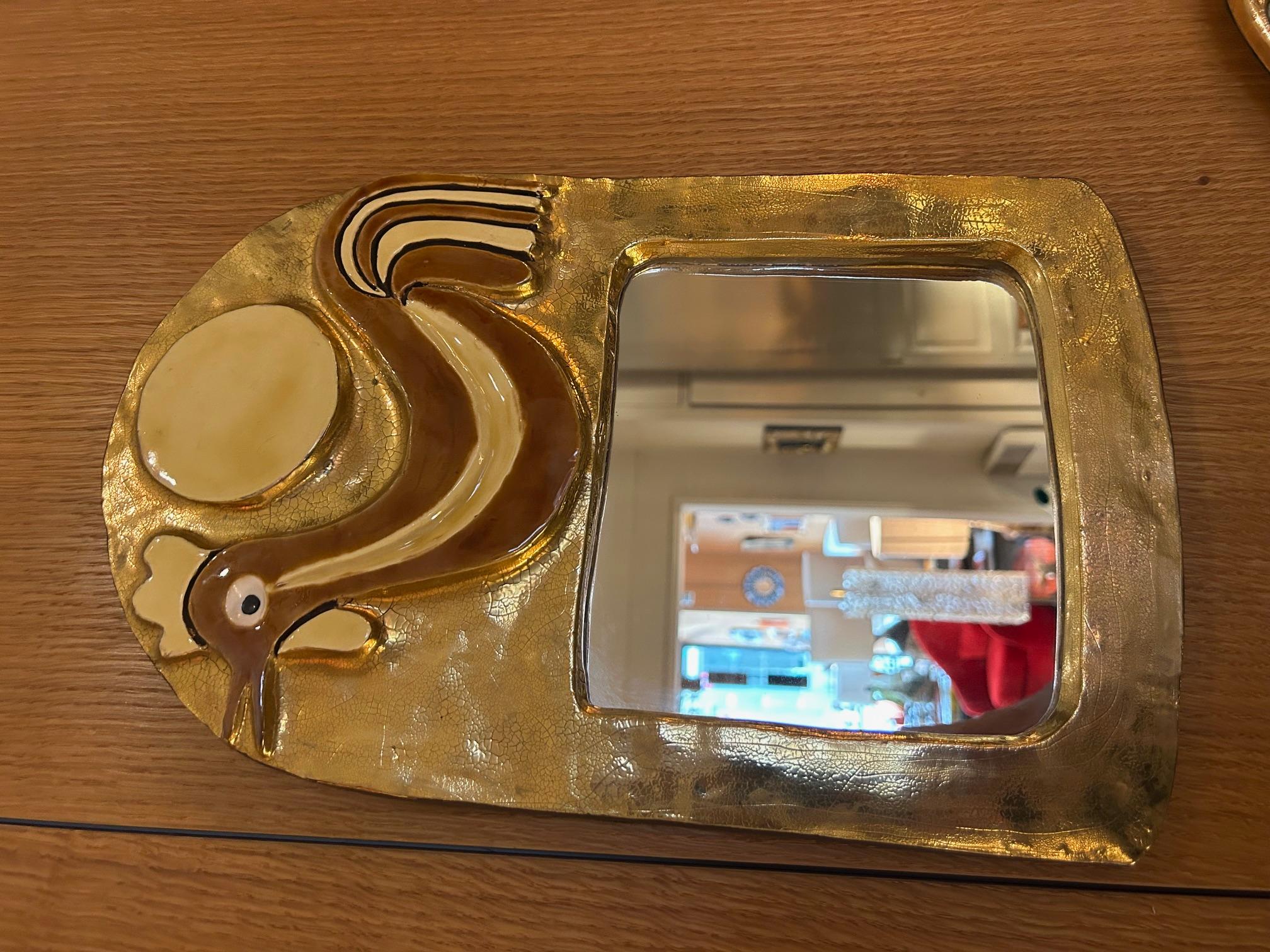 Keramischer Spiegel von Mithé Espelt, Frankreich, 1960er Jahre (Moderne) im Angebot