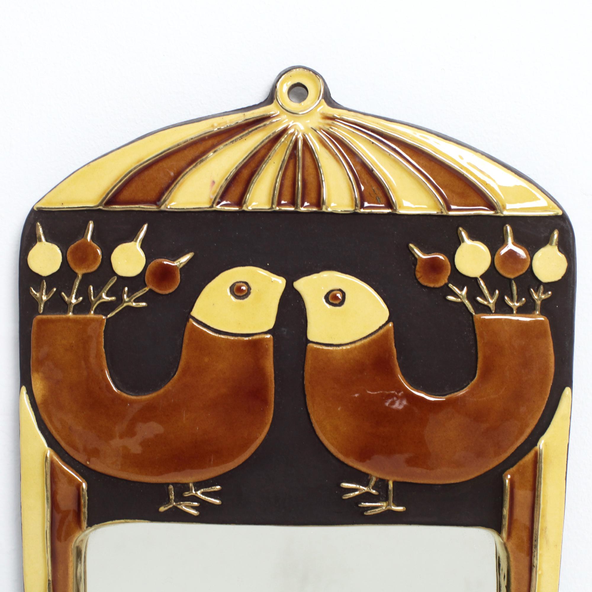 Mithe Espelt Work Ceramic Mirror by Mithé Espelt, France, 1960s For Sale at 1stDibs