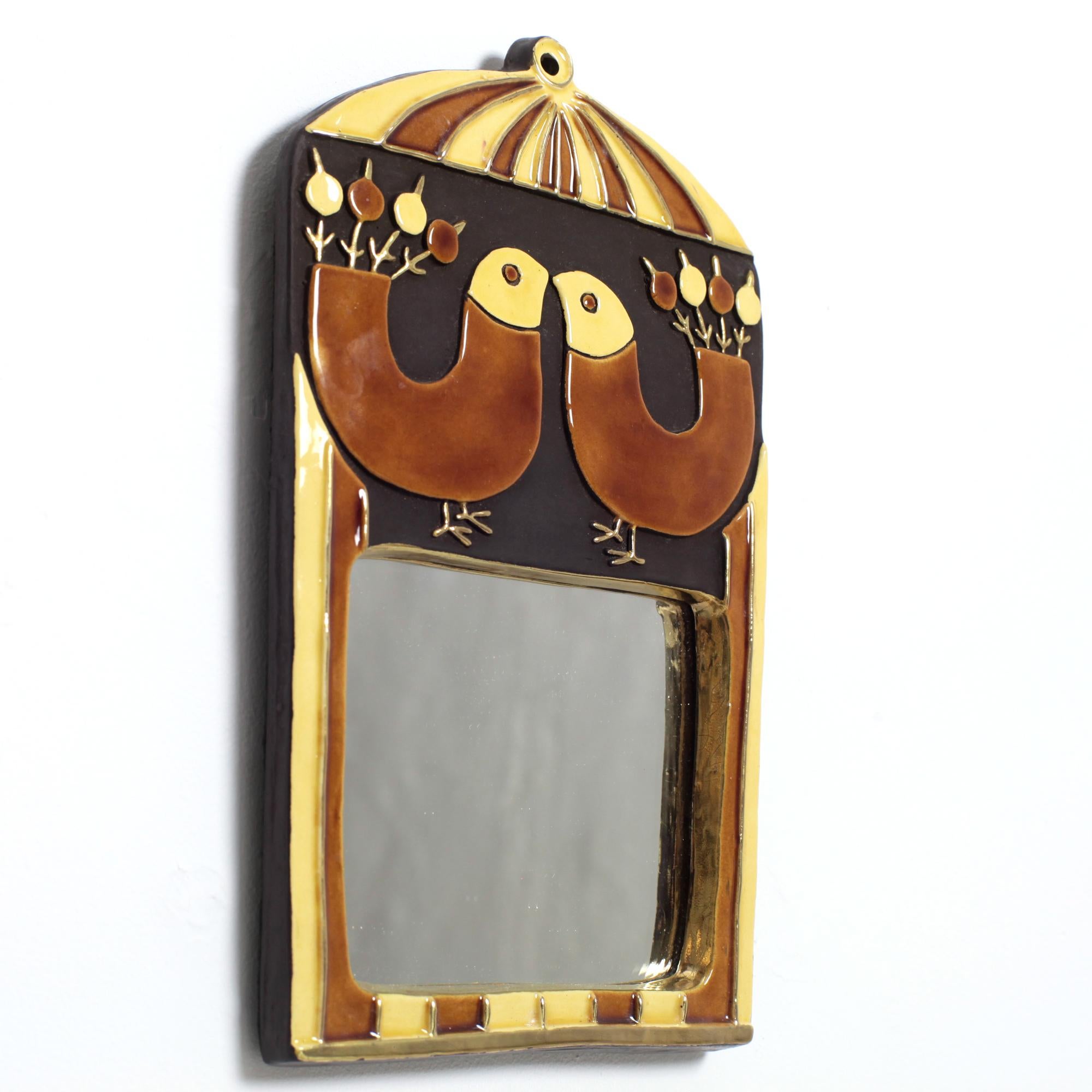 French Ceramic Mirror by Mithé Espelt, France, 1960s For Sale