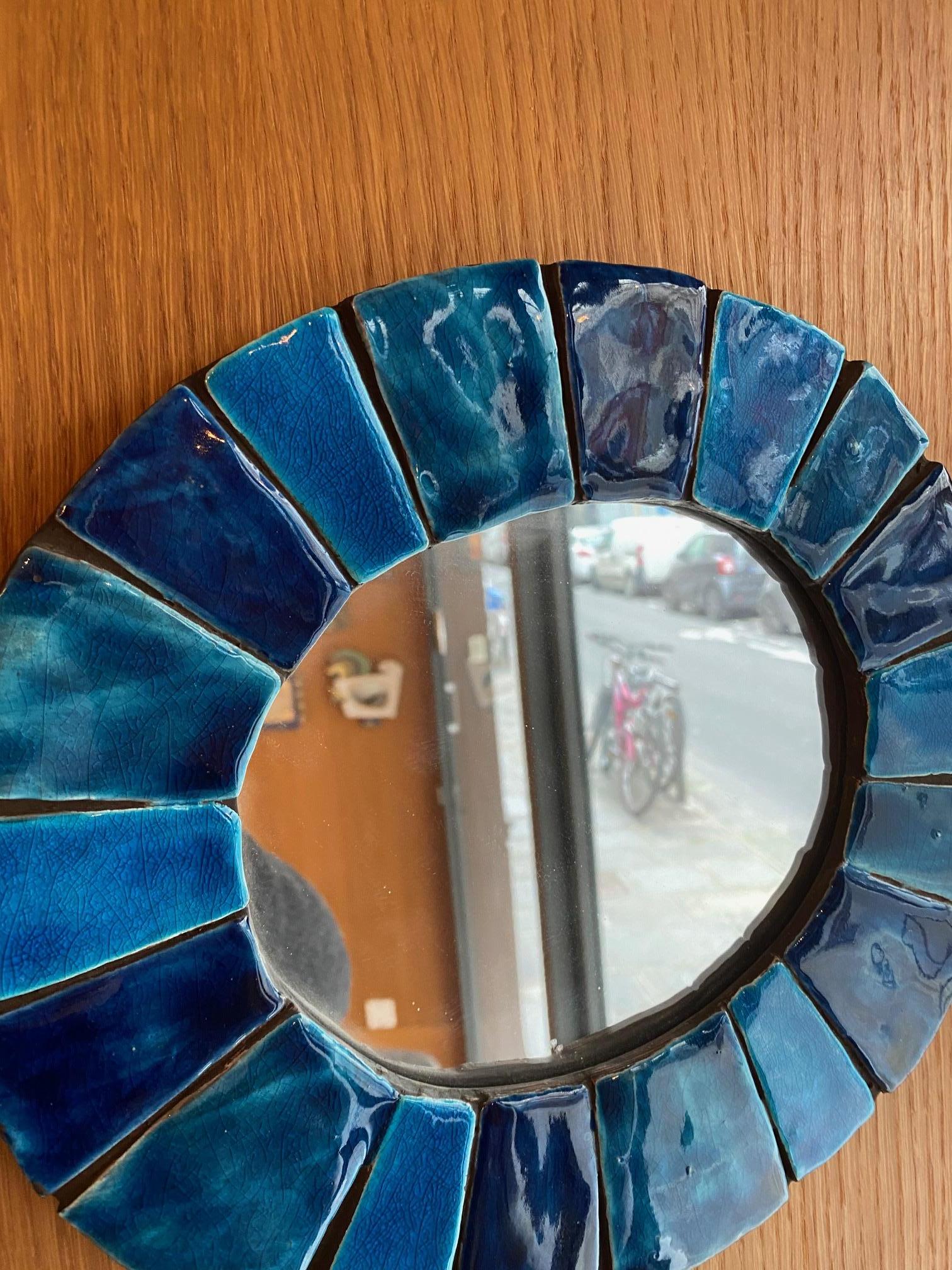 Ceramic Mirror by Mithé Espelt, France, 1960s In Good Condition In Paris, FR