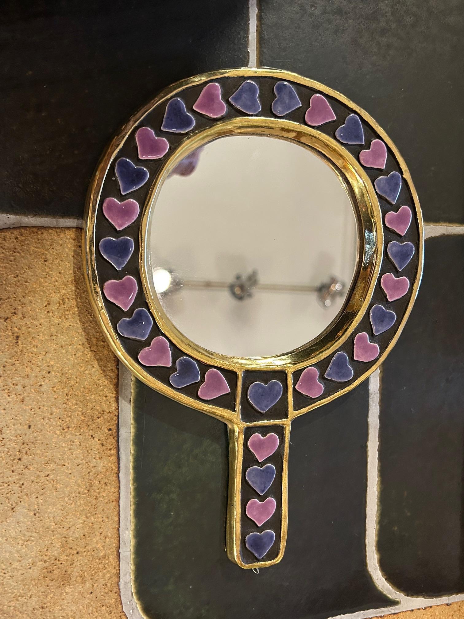 Francese Specchio in ceramica di Mithé Espelt, Francia, anni '60 in vendita
