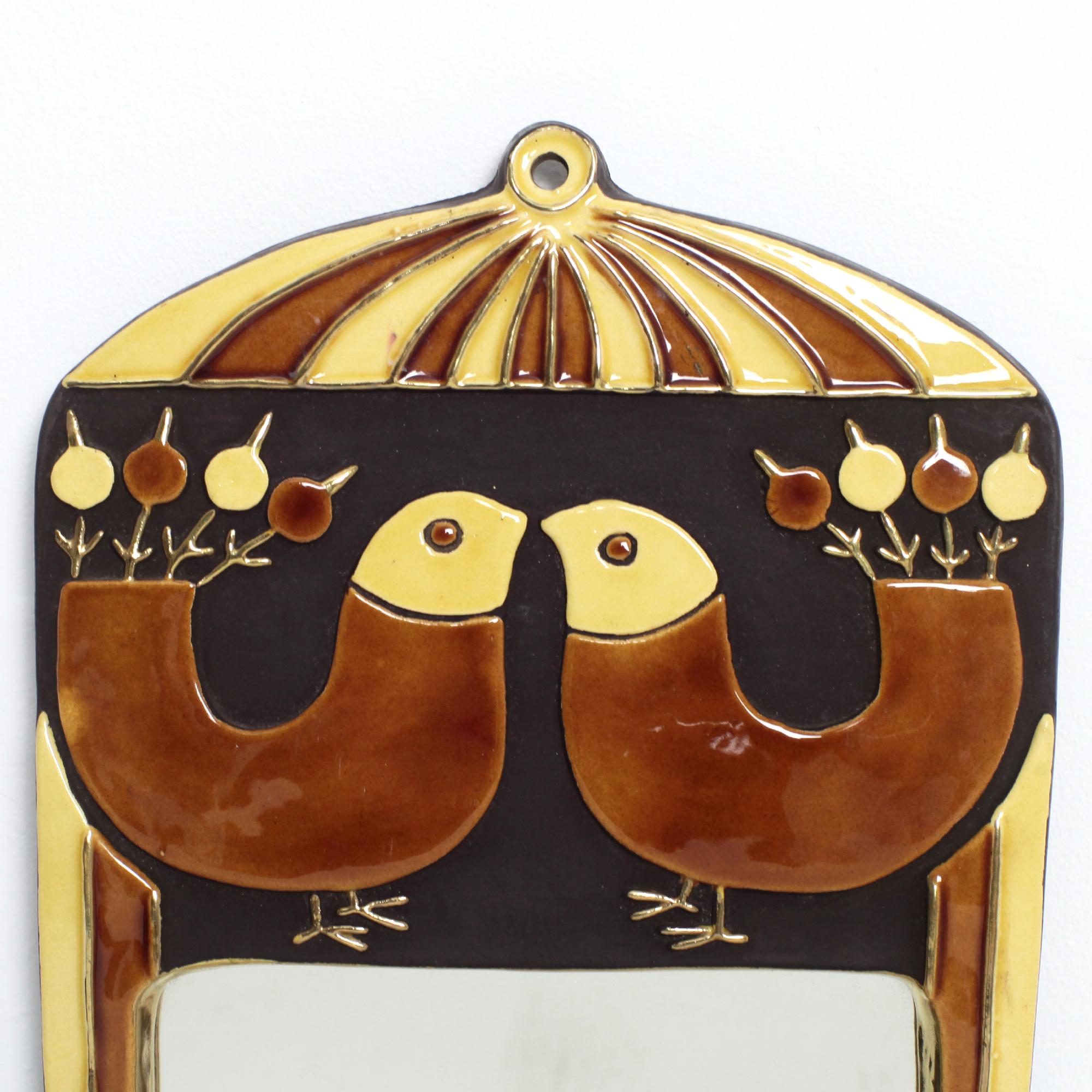 Ceramic Mirror by Mithé Espelt, France, 1960s In Good Condition For Sale In Saint  Ouen, FR