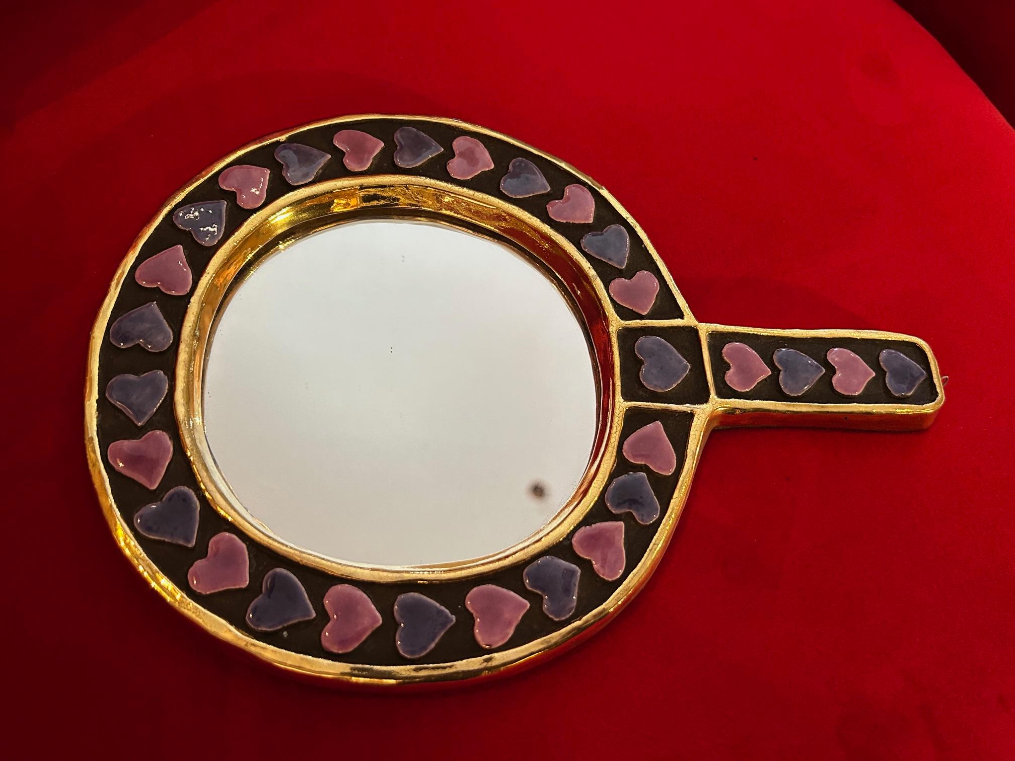 Specchio in ceramica di Mithé Espelt, Francia, anni '60 In condizioni buone in vendita a Paris, FR