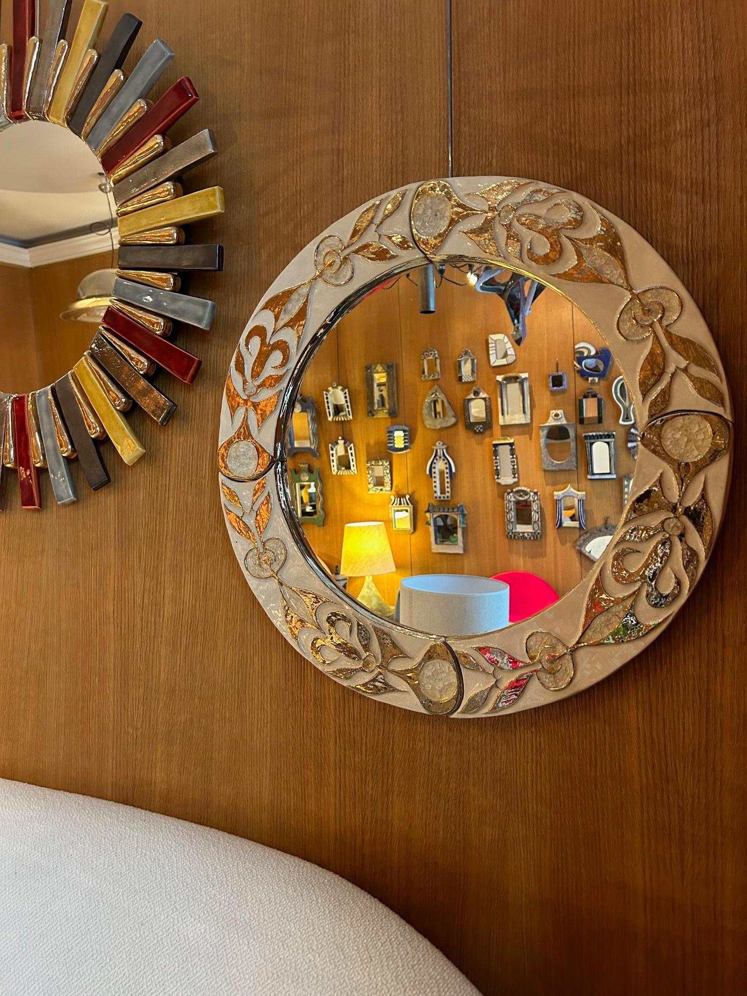 Keramischer Spiegel von Mithé Espelt, Frankreich, 1960er Jahre (Keramik) im Angebot