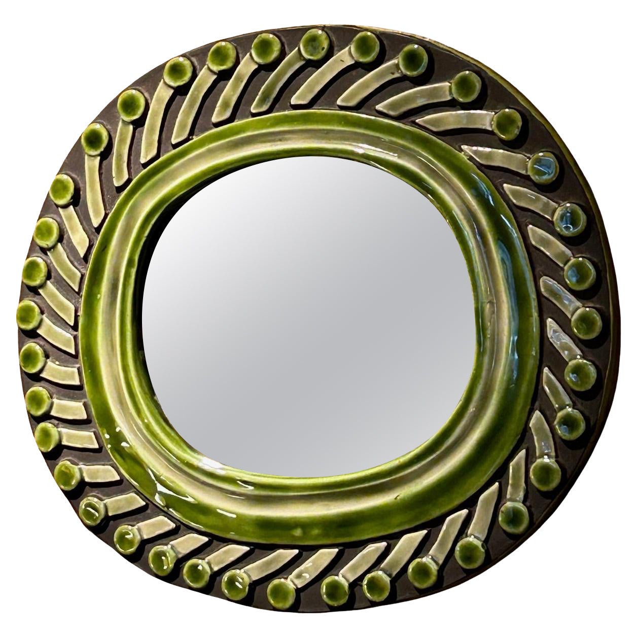 Miroir en céramique de Mithé Espelt, France, années 1960