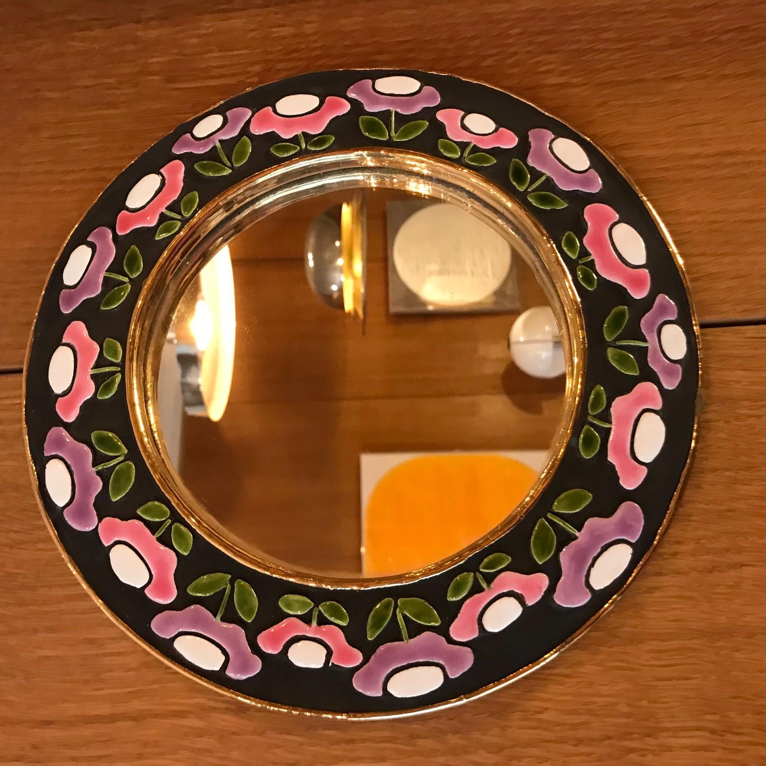 Ceramic mirror by Mithé Espelt, France, 1970s.