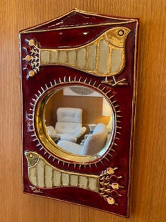 Ceramic Mirror by Mithé Espelt, France, 1970s