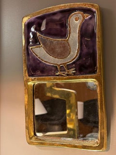 Ceramic Mirror by Mithé Espelt, France, 1970s