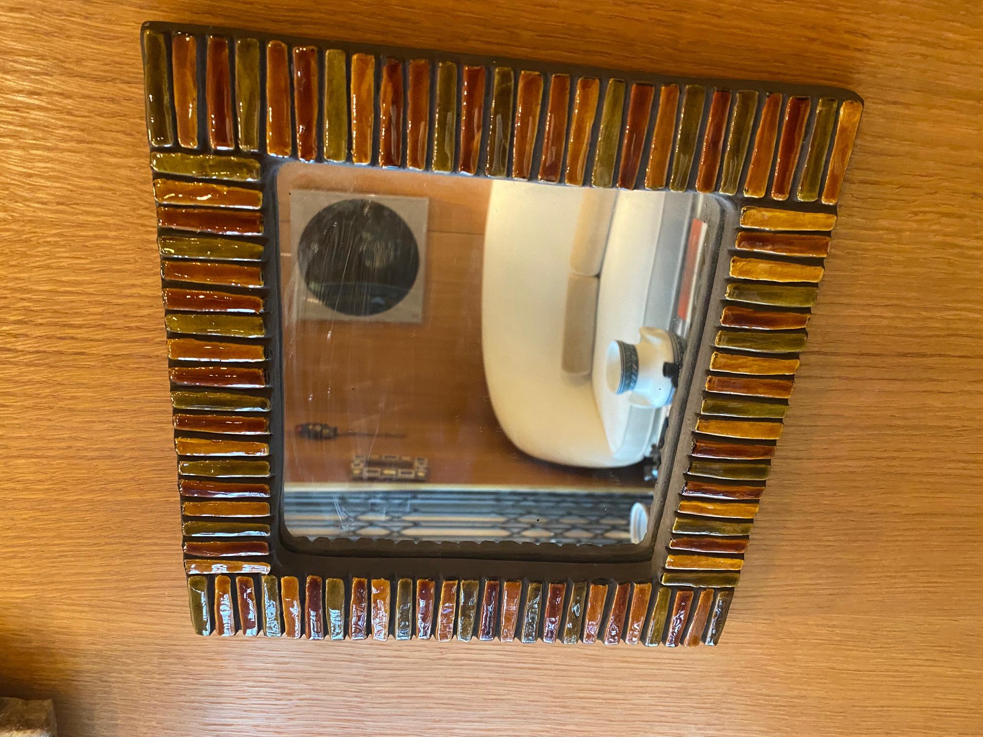 French Ceramic Mirror by Mithé Espelt, France, 1970s For Sale