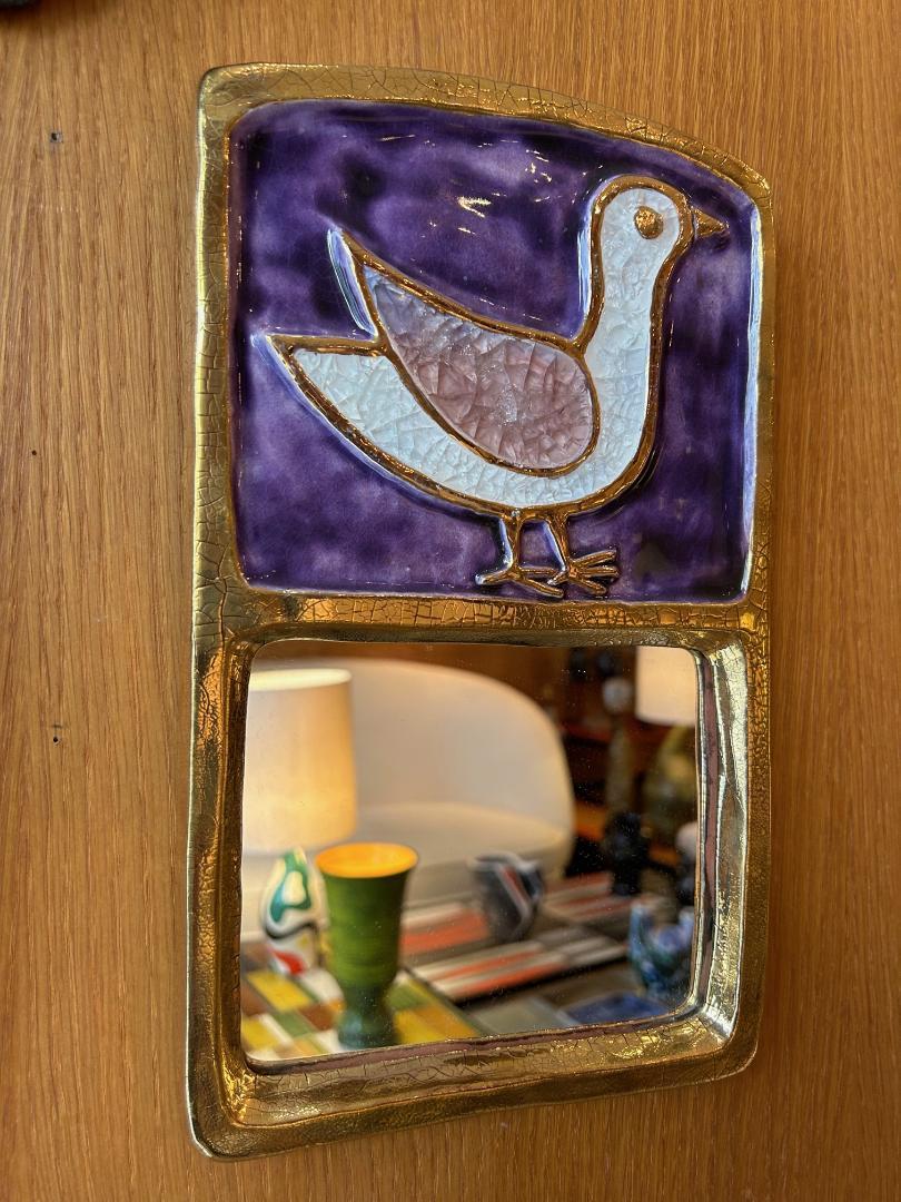 French Ceramic Mirror by Mithé Espelt, France, 1970s For Sale