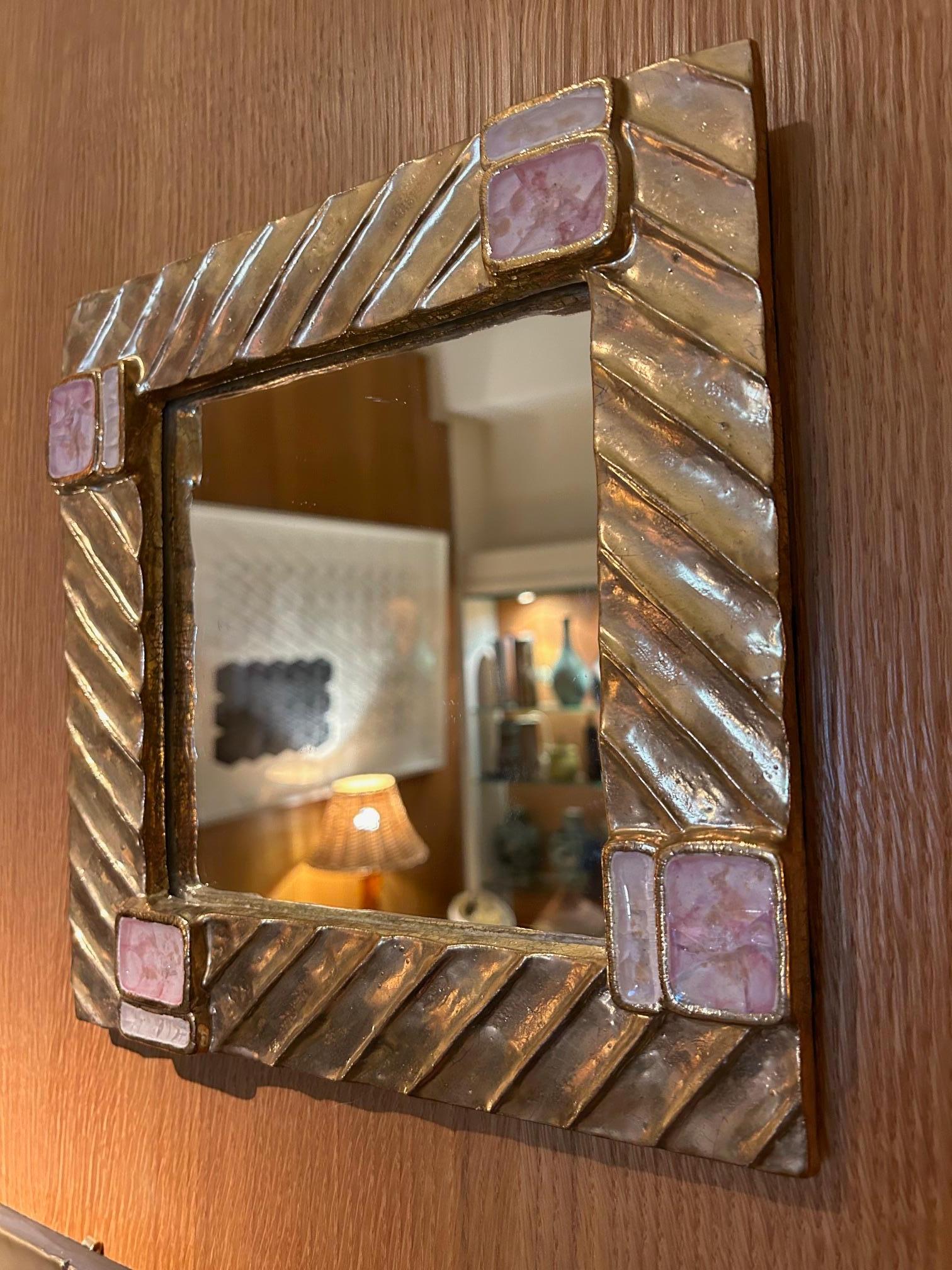 French Ceramic mirror by Mithé Espelt, France, 1970's For Sale