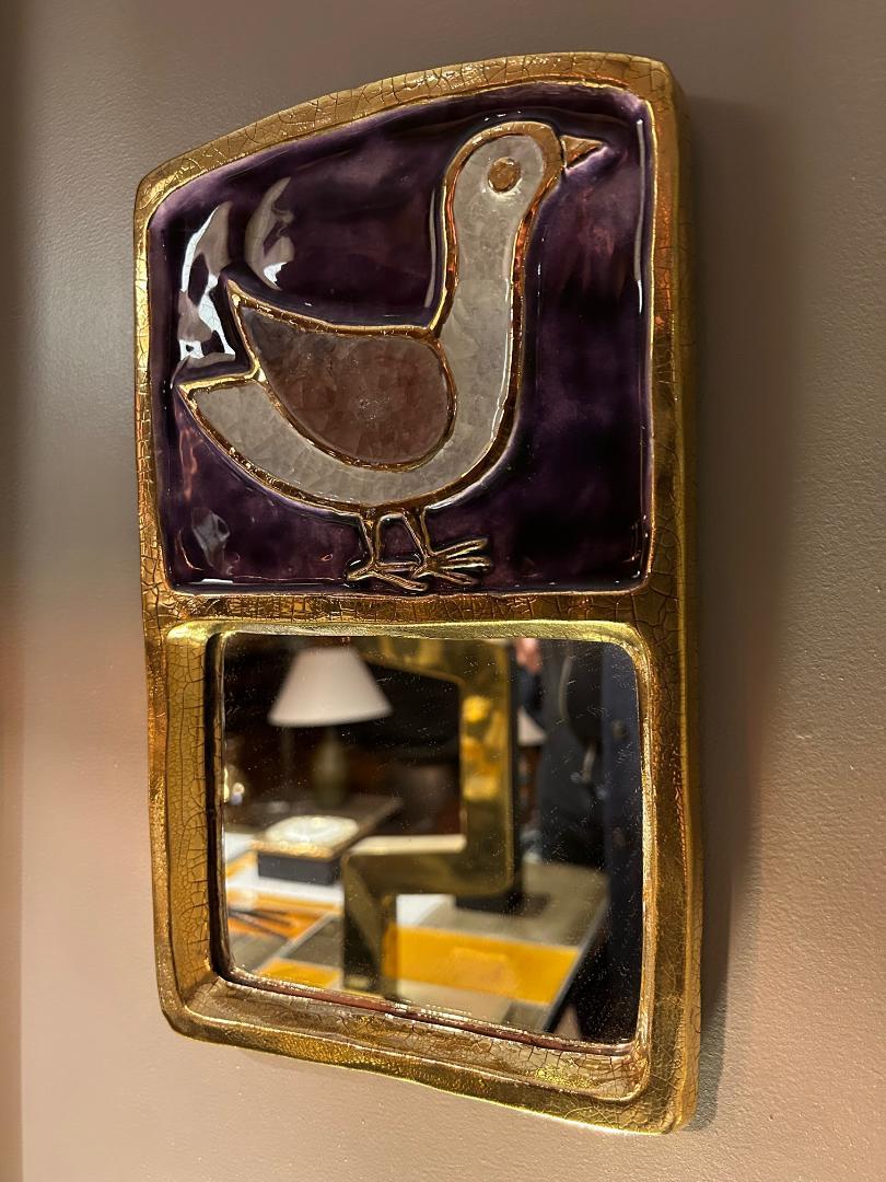 Late 20th Century Ceramic Mirror by Mithé Espelt, France, 1970s For Sale