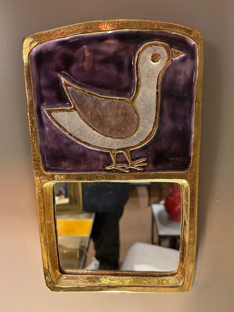 Miroir en céramique de Mithé Espelt, France, années 1970 Bon état - En vente à Paris, FR