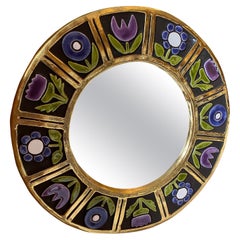 Ceramic Mirror by Mithé Espelt, France, 1970s