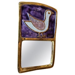 Miroir en céramique de Mithé Espelt, France, années 1970