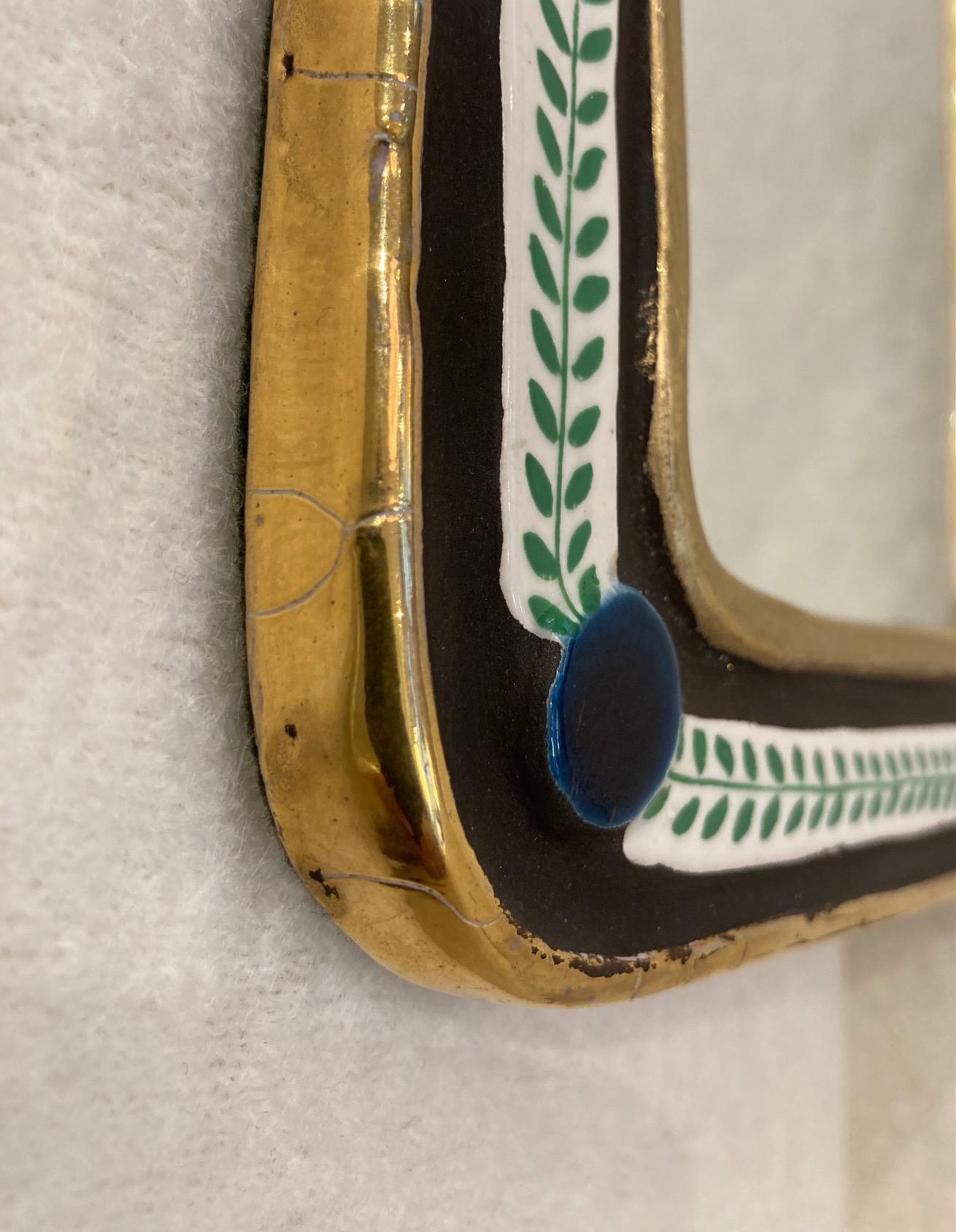 Français Miroir en céramique de Mithé Espelt, France, vers 1970