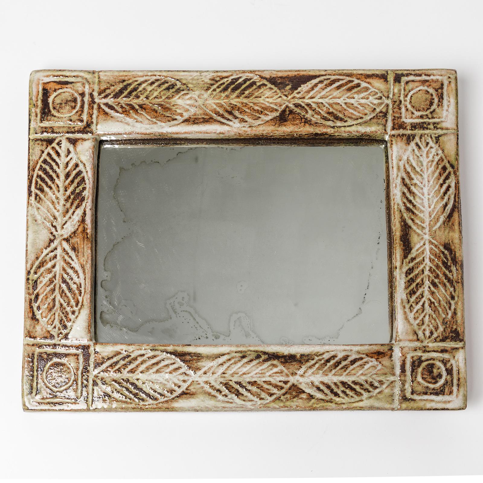 Beaux Arts Ceramic Mirror by Olivier Petit, circa 1960-1970
