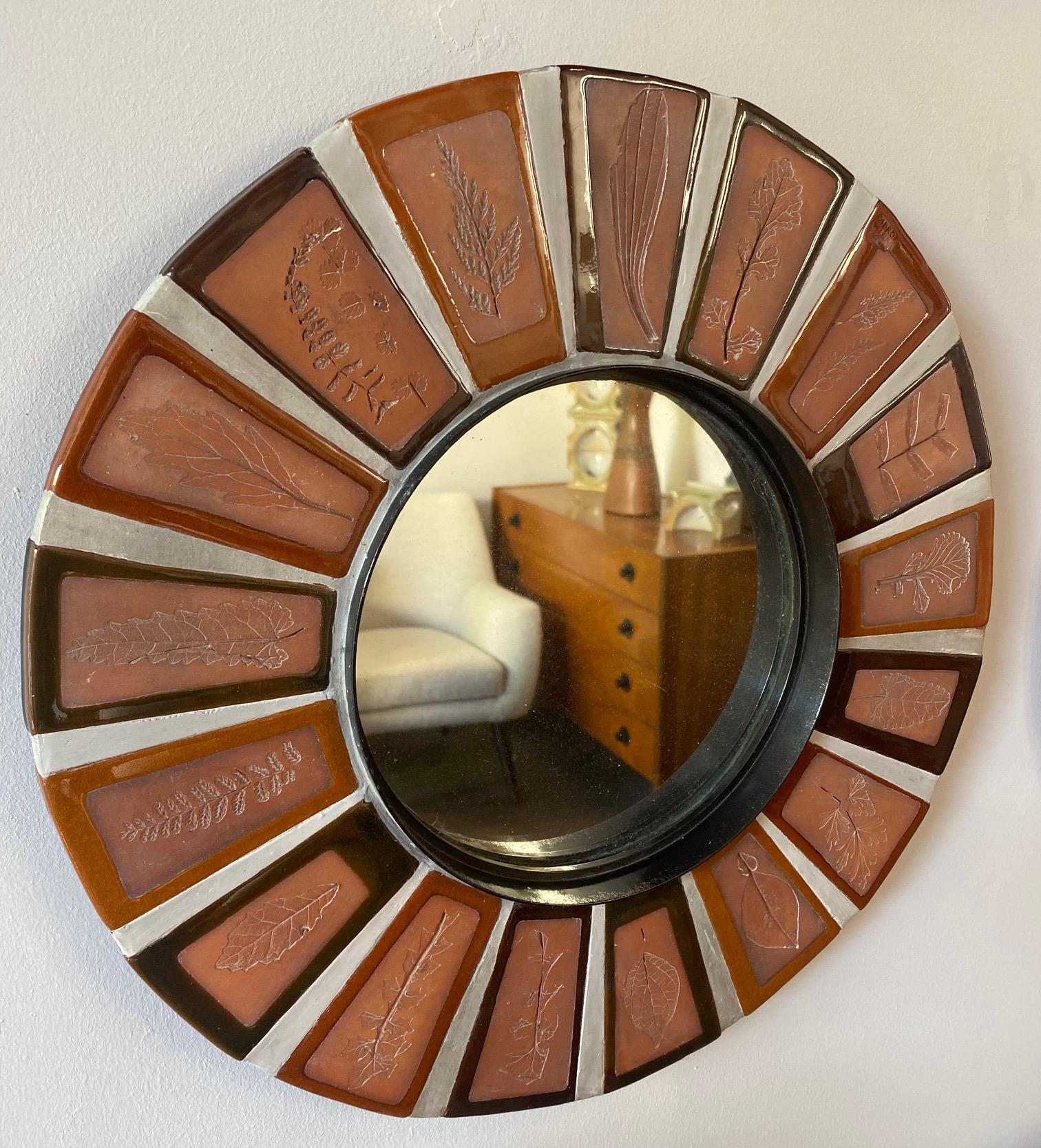 Ceramic Mirror by Roger Capron, Vallauris, France, 1970s In Good Condition For Sale In Paris, FR