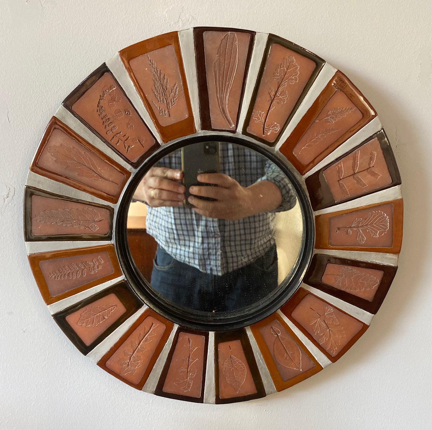 Late 20th Century Ceramic Mirror by Roger Capron, Vallauris, France, 1970s For Sale