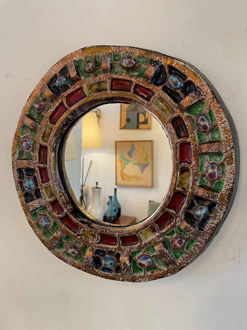 Ceramic mirror by Roger Guerin 1950'S  For Sale 2