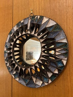 Specchio in ceramica di Roland Zobel, Francia, anni '60